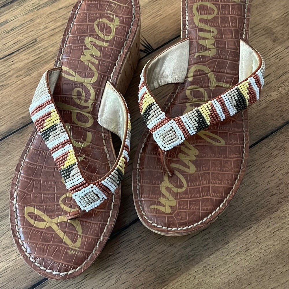 Beaded Sam Edelman Wedged Sandals
